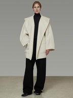 unspoken 100 Percent Sheep Wool Commuter Relaxed Notched Lapel White Wool Coats