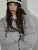 Lofi choose Ultra Warm 90 Percent White Duck Down Loose Commuter Wavy Zip Down Jackets