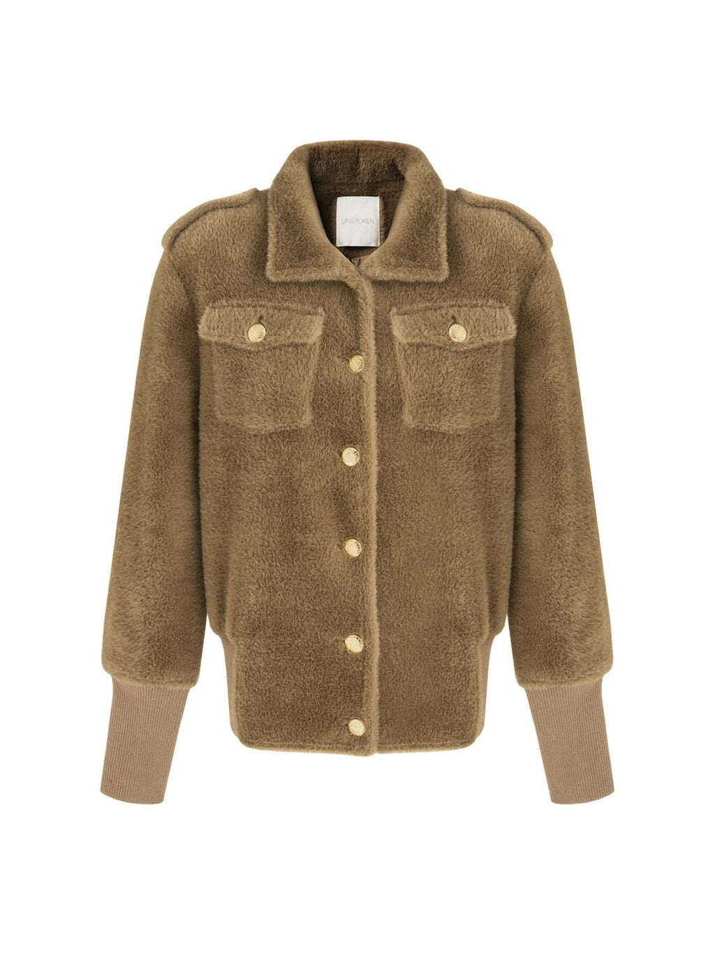 unspoken Thick Warm Stand Collar Slim Fit Minimal Office Brown Nylon Blend Short Coat
