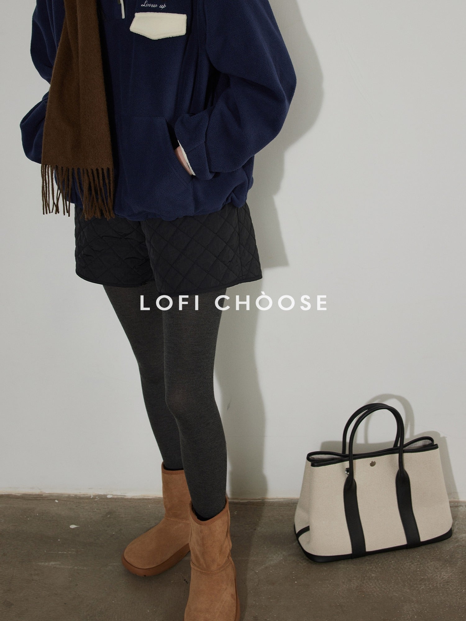 Lofi choose Insulated High Waist Diamond Quilted Workwear Nylon Women Mid-Length Shorts