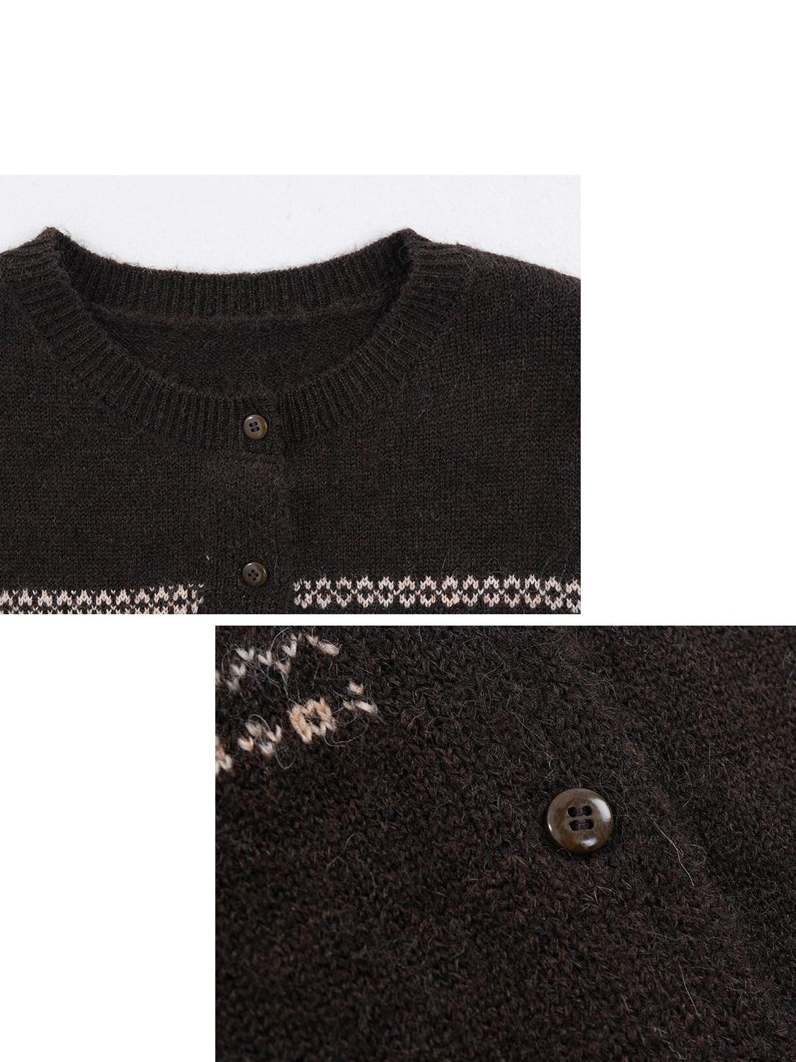 someonesometimes Cozy Wool Alpaca Blend Casual Geometric Button Round Neck Women Cardigans