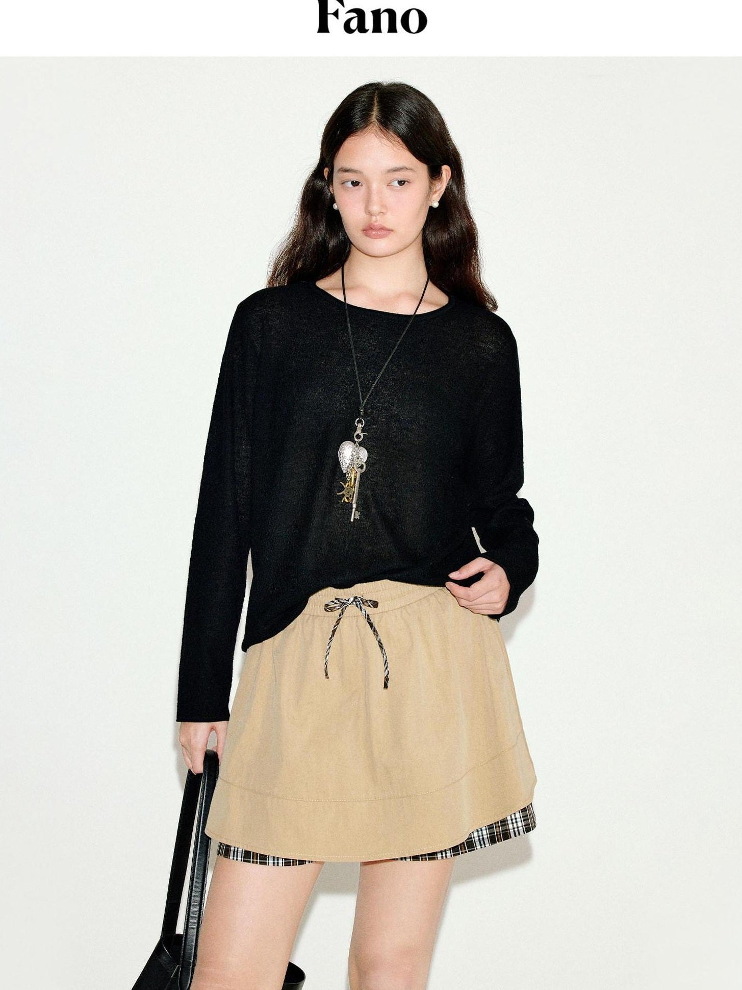 fano Khaki Drawstring A Line Mid Waist Casual Cotton Blend Women Mini Skirts