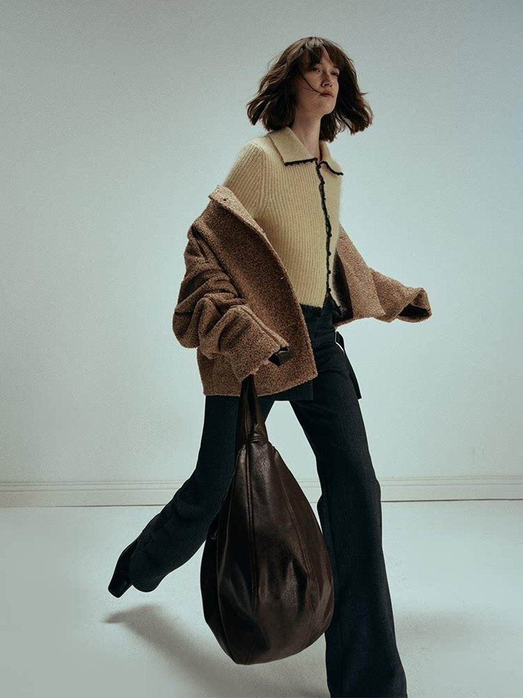 someonesometimes Soft Mohair Wool Blend Slim Short Lapel Buttoned Women Knitwear Cardigans