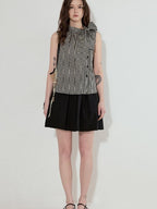 fano Viscose Lyocell Plaid Sleeveless Loose Pullover Korean Workwear Women Blouses