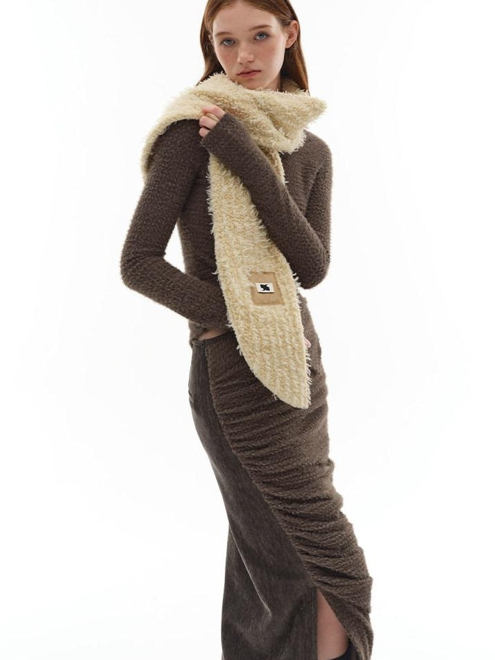 someone sometimes Slim Knit Minimal Casual Crewneck Long Sleeve Women Gray Top & Skirt Sets