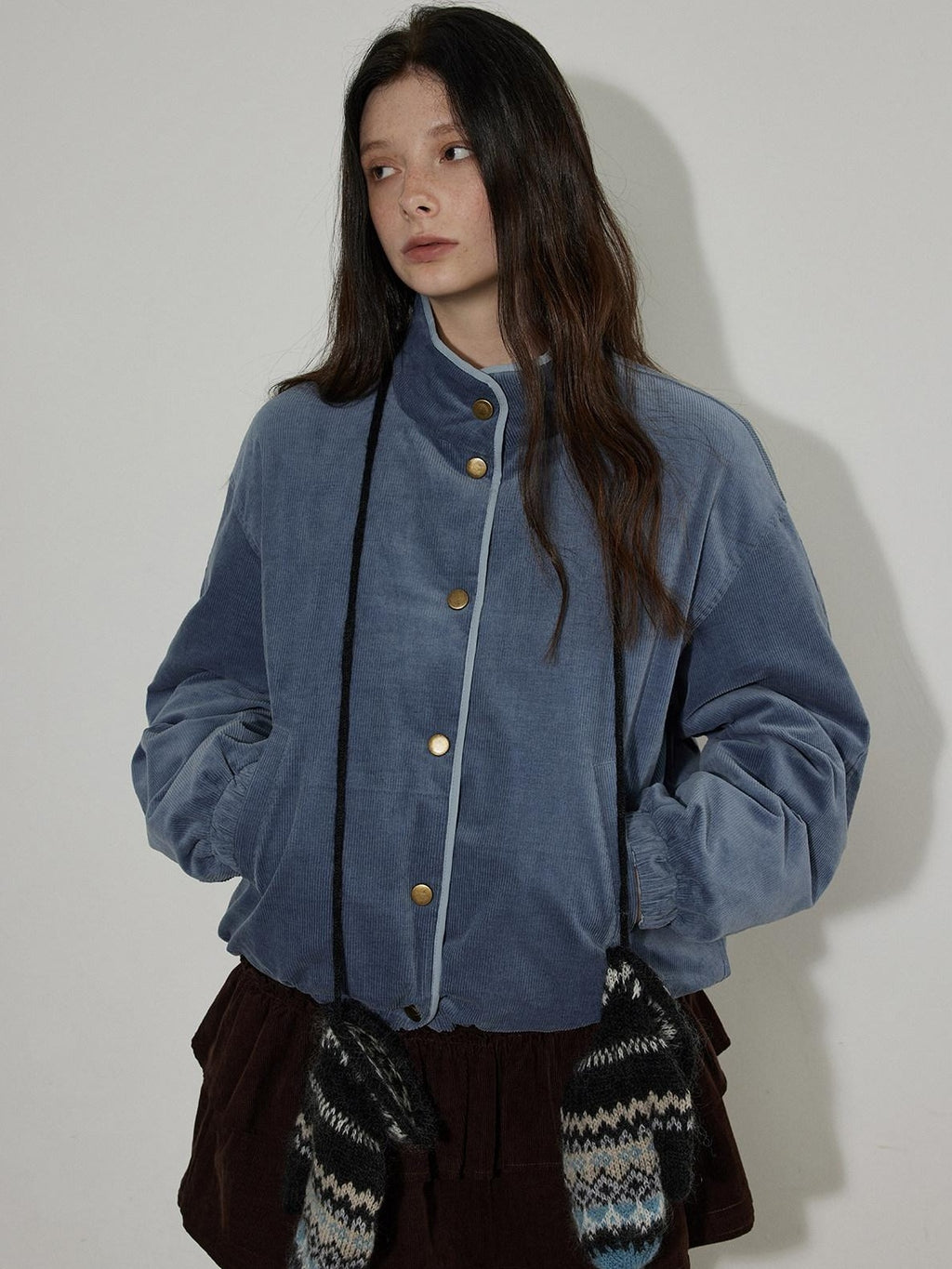 Lofi choose 90 Percent White Duck Down Commuter Loose Stand Collar Haze Blue Down Jackets