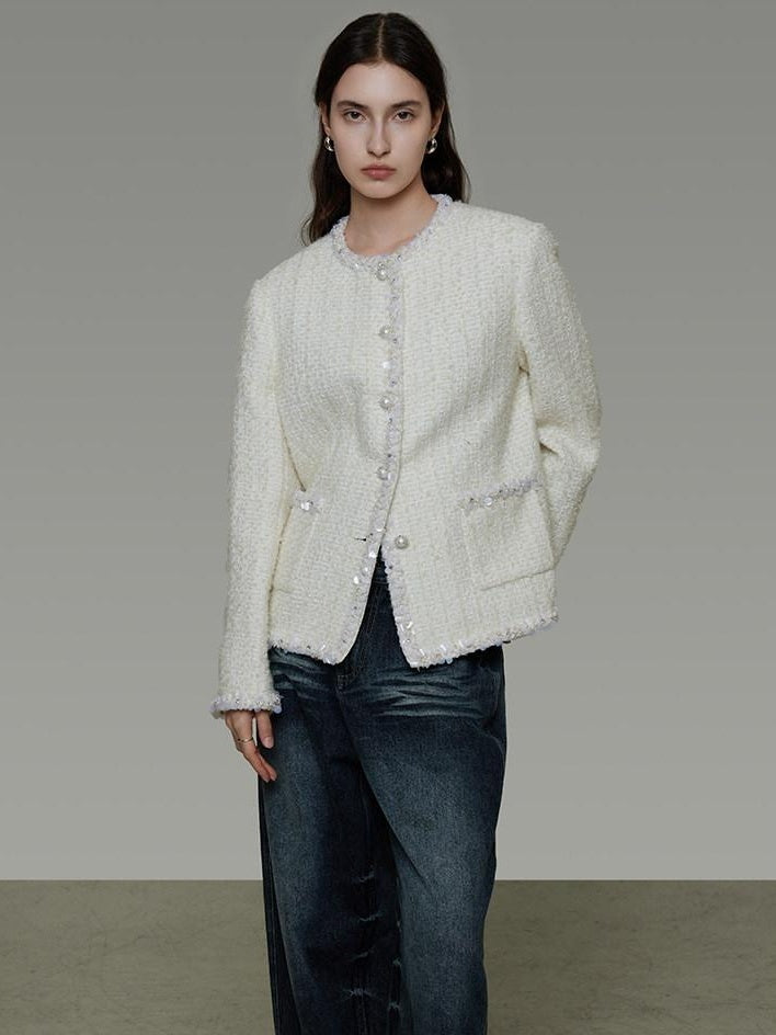 unspoken Wool Blend Minimal Commuter Relaxed Fit 3D Tailored Cropped Jackets