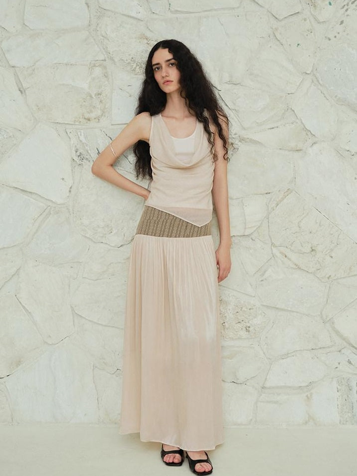 someonesometimes Tencel Wool Blend Slim Fit Commuter Workwear Unlined Beige Women Tank Tops