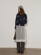 Lofi choose Soft Acrylic Blend Embroidered Classic Fit Round Neck Office Knitwear Cardigans