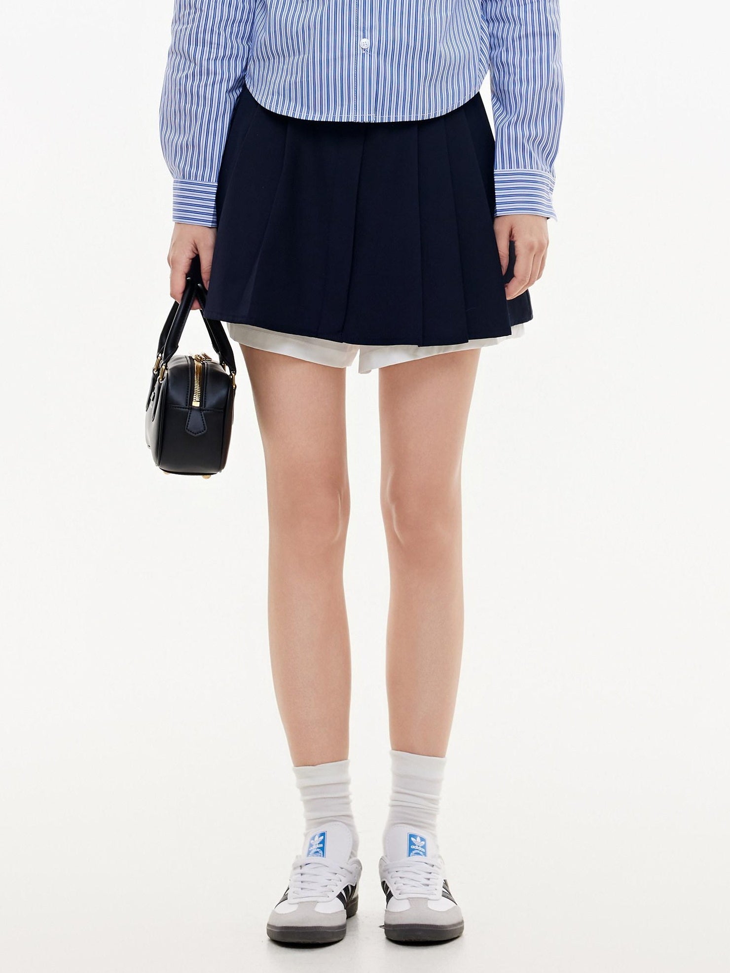 ikyou Shape Retention Patchwork A Line Lined Side Zip Casual Women Mini Skirts