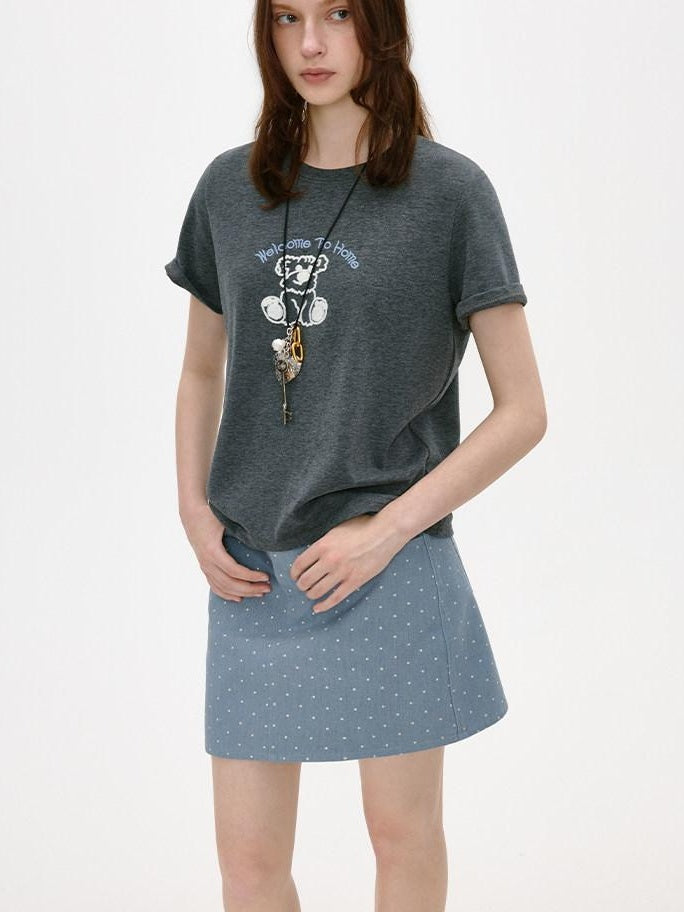fano Soft Stretch Cotton Printed Round Neck Korean Relaxed Fit Short Sleeve T-Shirts