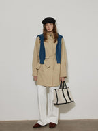 Lofi choose Office Ready Loose Fit Short Stand Collar Single Button Women Khaki Trench Coats