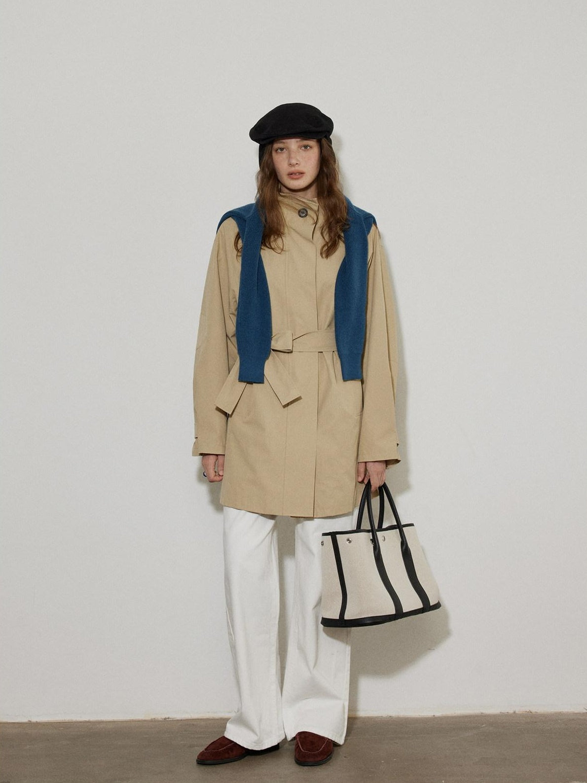 Lofi choose Office Ready Loose Fit Short Stand Collar Single Button Women Khaki Trench Coats