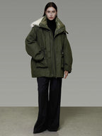 unspoken 90% White Duck Down Warm Midlength Stand Collar Women Army Green Down Jackets