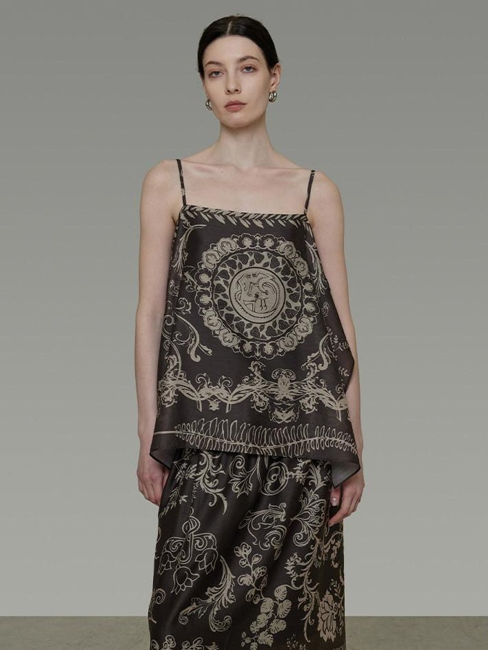 unspoken Resort Print Loose Fit Polyester Tank Women Lightweight Breathable Camisoles