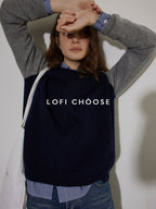 Lofi choose Flattering Plaid Minimal Collared Loose Long Sleeve Button Women Blue Shirts
