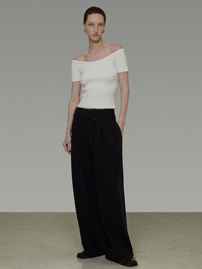 unspoken Minimalist Slim Fit Cotton Short Sleeve Women Off Shoulder Crop Tops