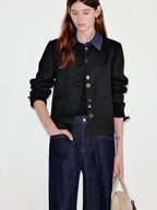 fano Soft Viscose Blend Cropped Casual Loose Fit Faux Two Piece Women Knit Cardigans
