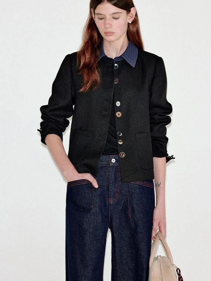 fano Soft Viscose Blend Cropped Casual Loose Fit Faux Two Piece Women Knit Cardigans
