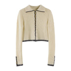 someonesometimes Soft Mohair Wool Blend Slim Short Lapel Buttoned Women Knitwear Cardigans