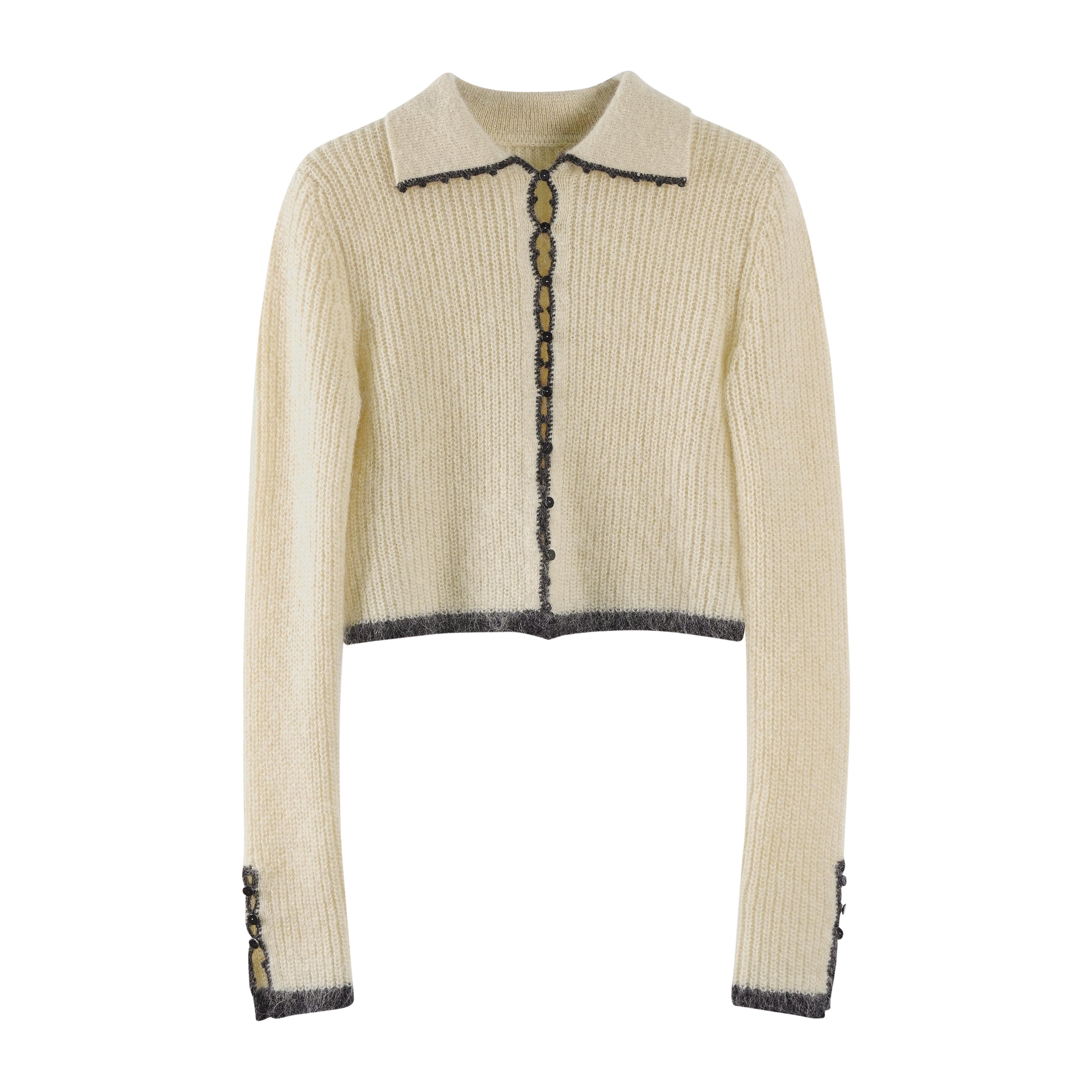someonesometimes Soft Mohair Wool Blend Slim Short Lapel Buttoned Women Knitwear Cardigans