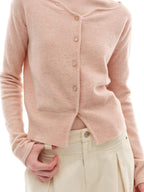 someonesometimes Soft Pink Cozy Wool Button V-neck Loose Fit Unisex Knit Cardigans