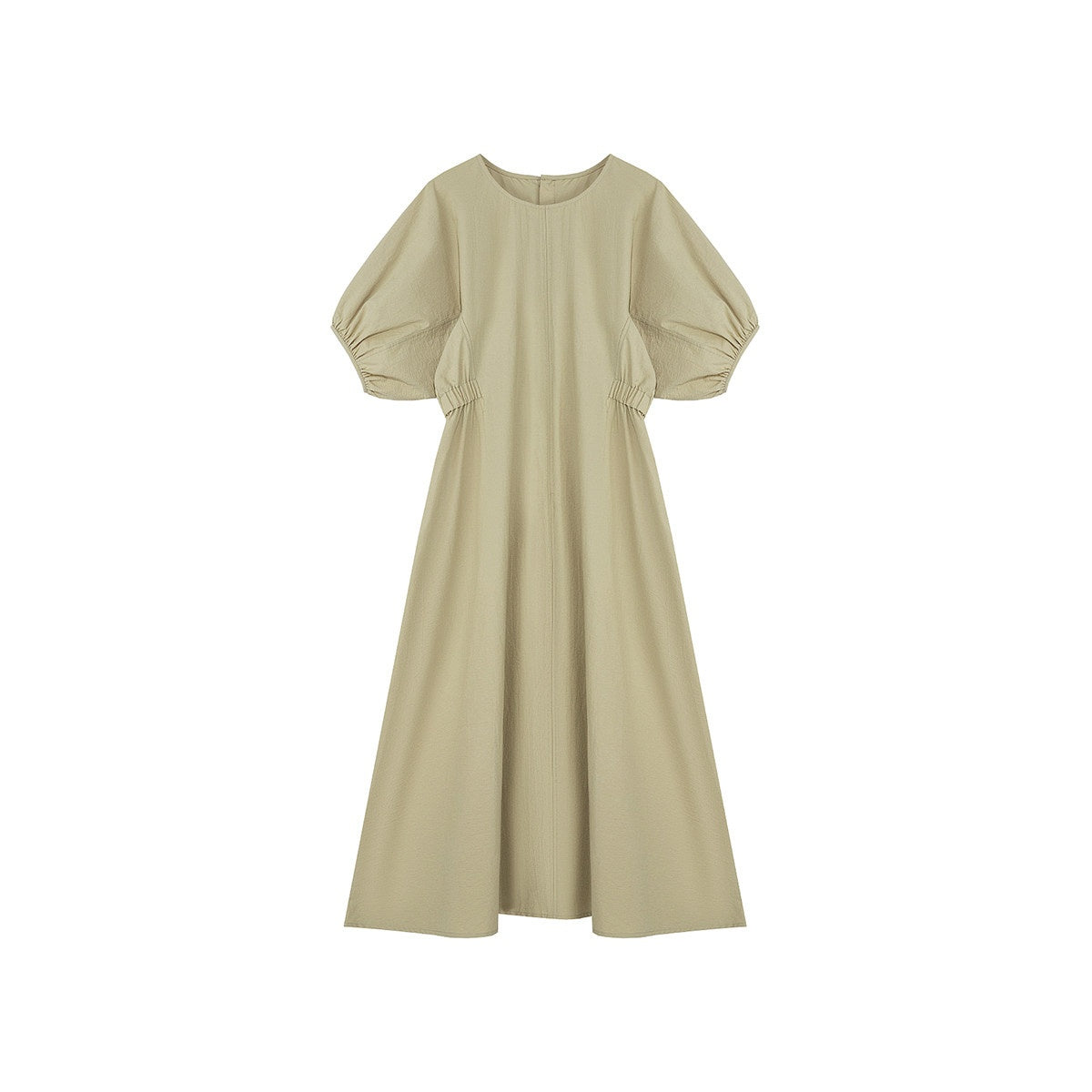 fano_Structured_High_Waist_Workwear_A_Line_Short_Sleeve_Cotton_Blend_Maxi_Dresses_MISSTT
