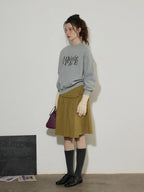 Lofi choose Embroidered Colorblock Loose Drop Shoulder Crewneck Female Cotton Sweatshirt