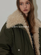 Lofi choose 90% White Duck Down Thick Hoodless Commuter Regular Fit Green Down Jackets