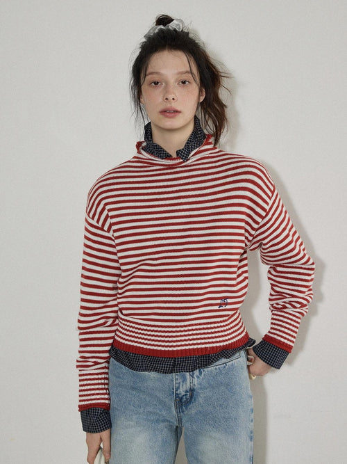 Lofi choose Acrylic Cotton Soft Striped Loose Fit Pullover Commuter Style Women Sweaters