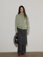 Lofi choose Soft Wool Blend Rolled Edge Loose Office Knit Button Long Sleeve Cardigans