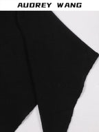 audreyyang Soft Acrylic Wool Blend Decorative Long Knitted European Women Black Scarves