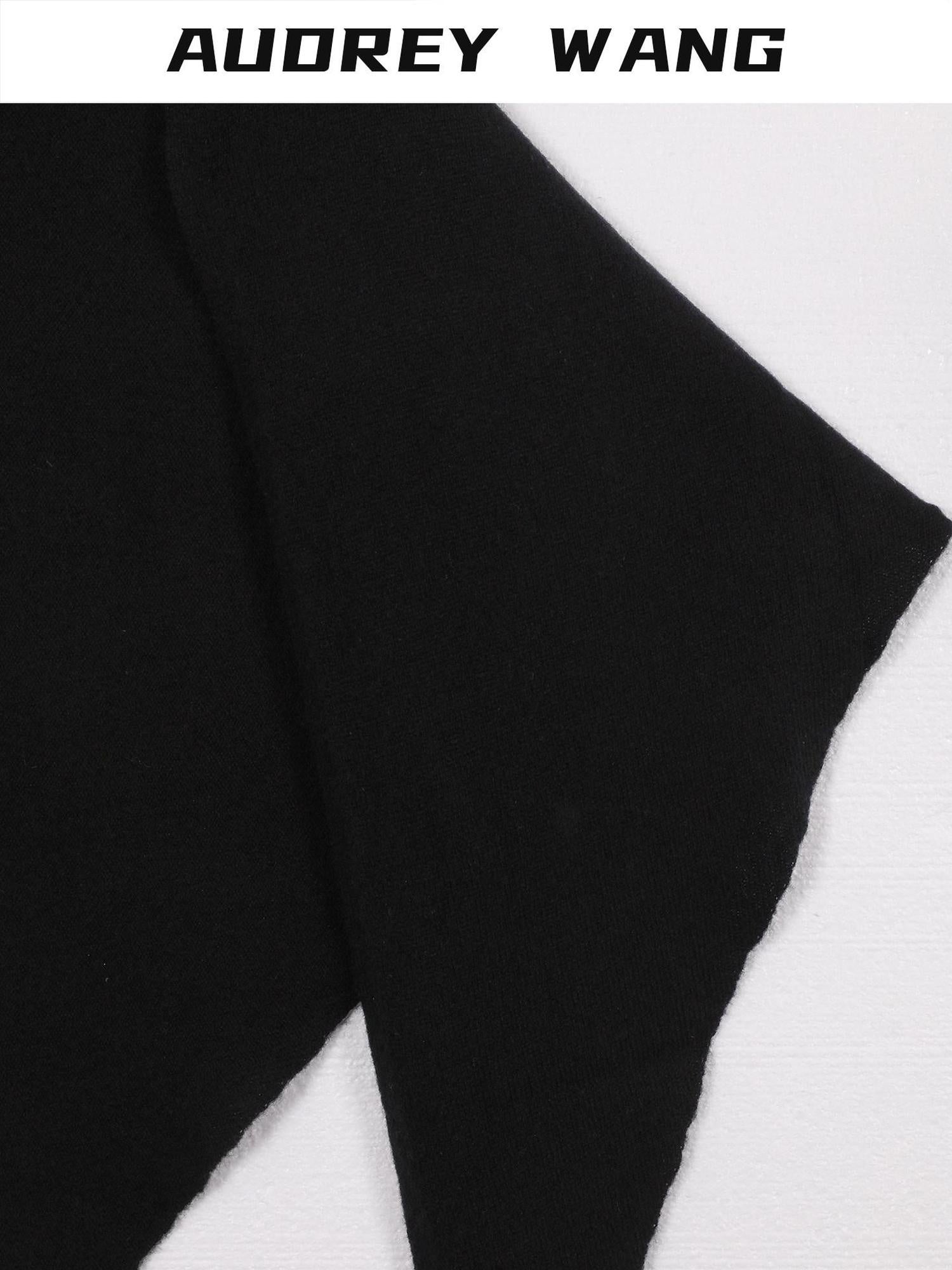 audreyyang Soft Acrylic Wool Blend Decorative Long Knitted European Women Black Scarves