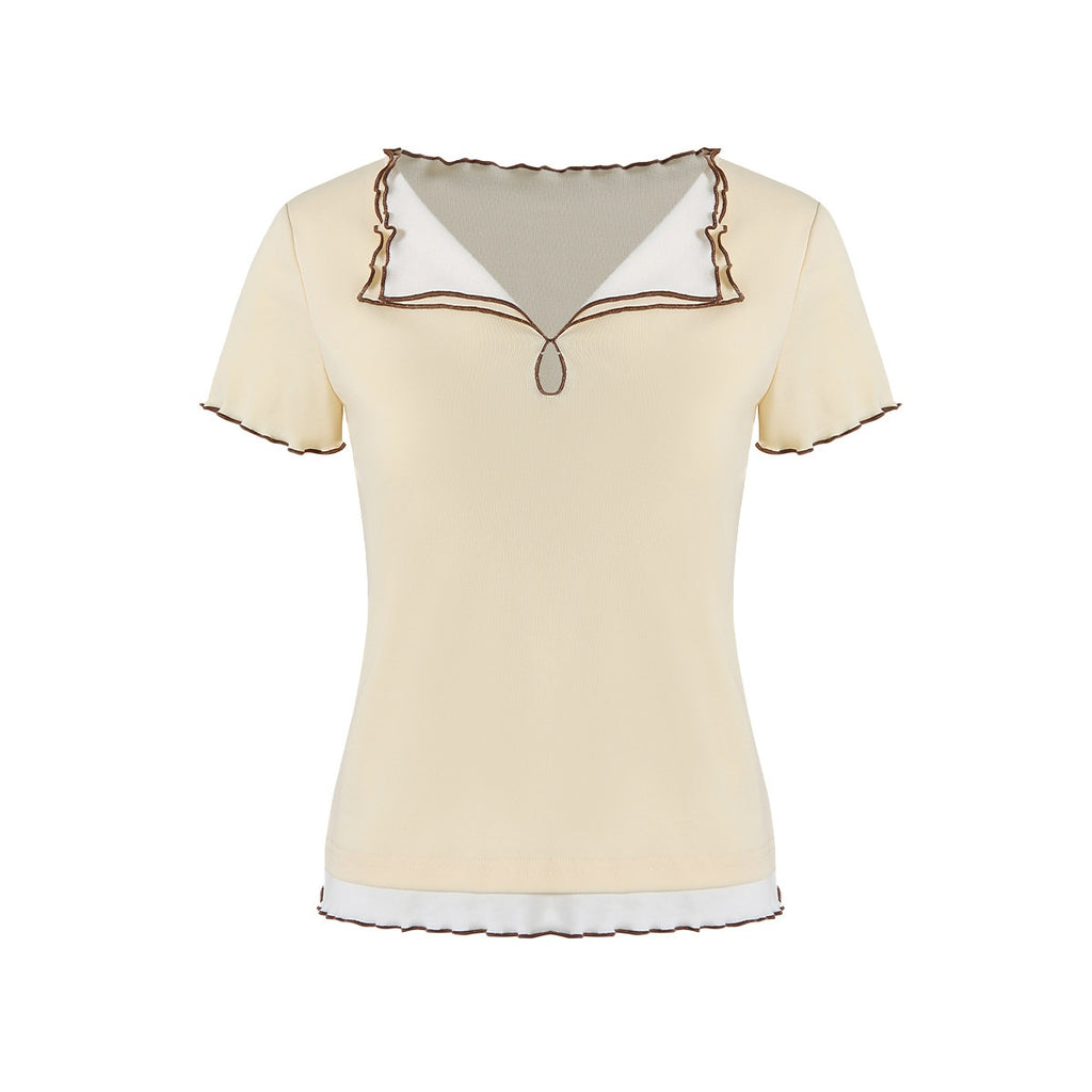 fano_Lyocell_Cotton_Blend_Slim_Fit_Korean_Commuter_Yellow_Short_Sleeve_T-Shirts_MISSTT