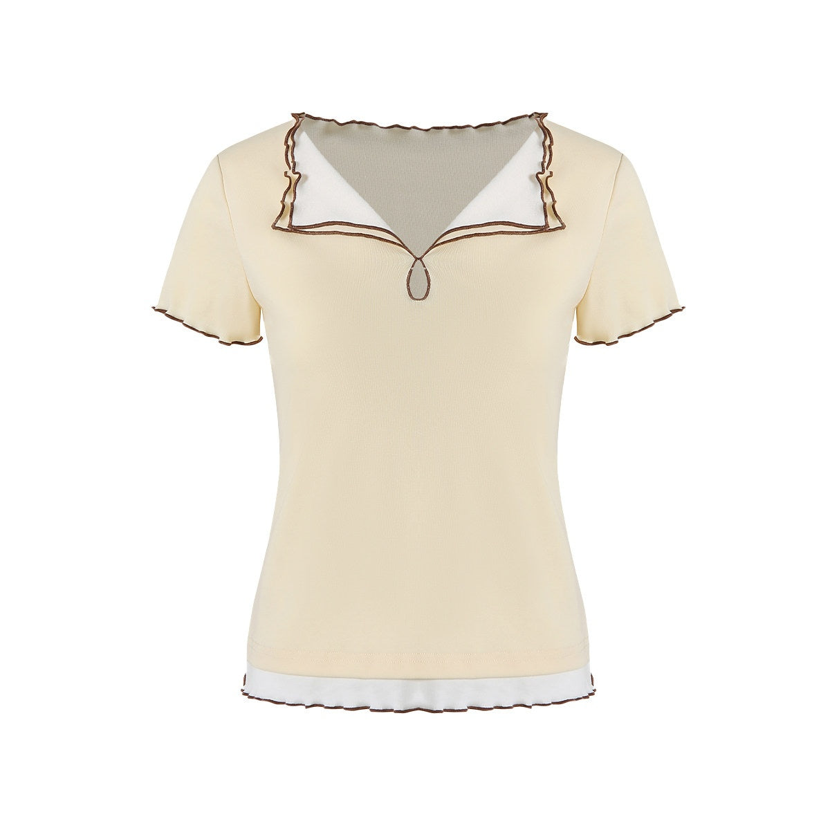 fano_Lyocell_Cotton_Blend_Slim_Fit_Korean_Commuter_Yellow_Short_Sleeve_T-Shirts_MISSTT