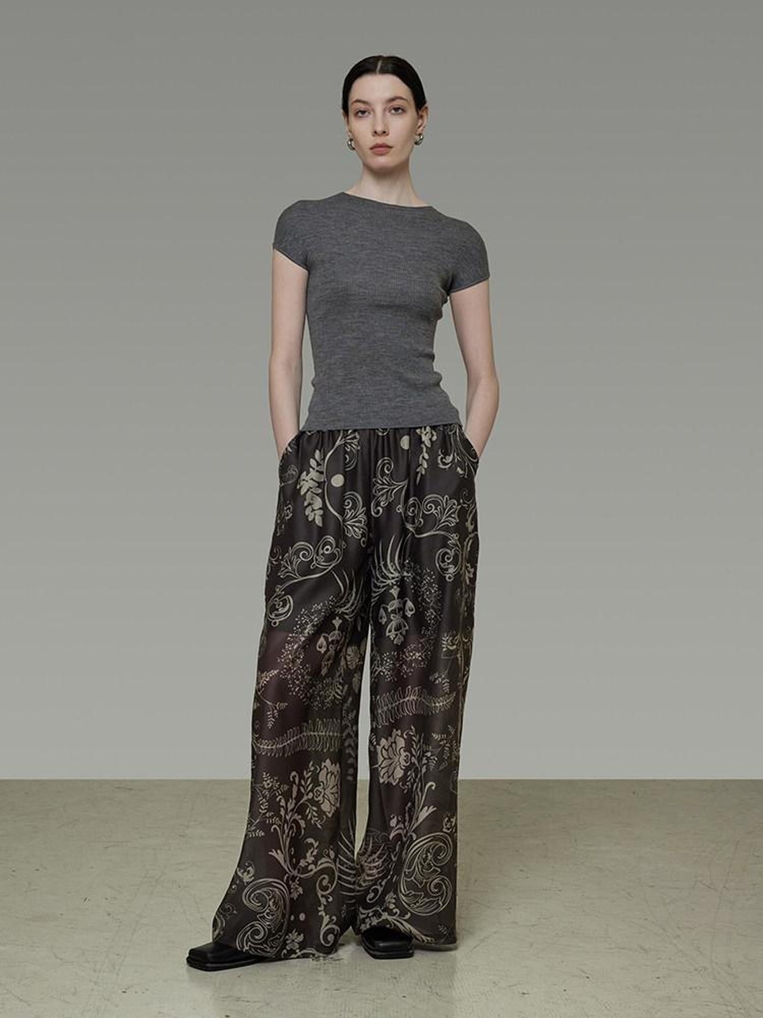 unspoken High Waist Pockets Loose Office Minimal Polyester Olive Brown Wide Leg Pants
