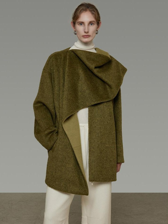 unspoken Asymmetrical Lambswool Blend Oversized Minimal Commuter Tailored Wool Coats