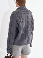 fano Thermal Wool Blend Relaxed Long Sleeve Commuter Heather Grey Cardigans