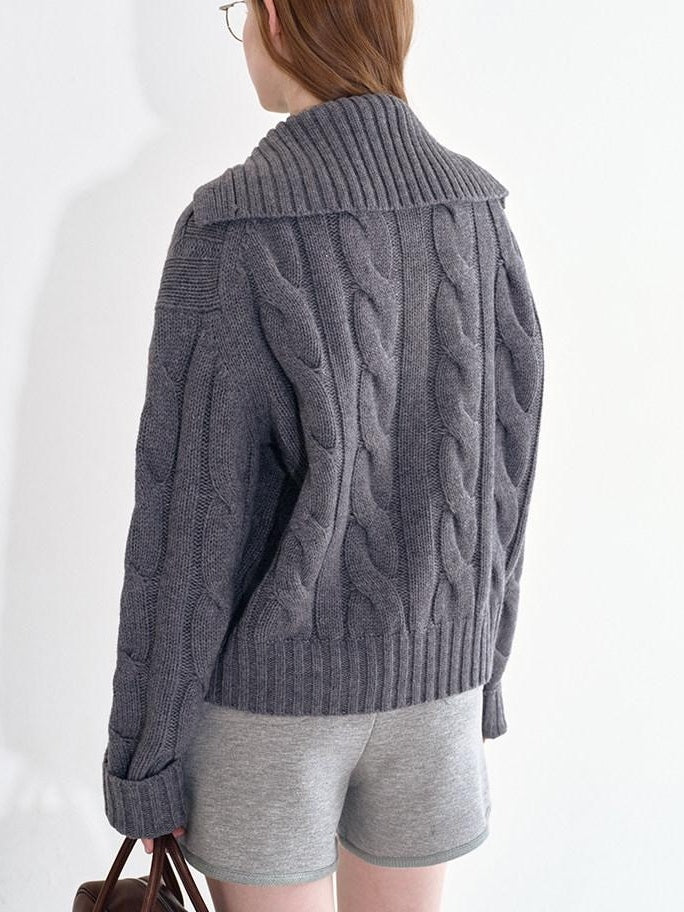 fano Thermal Wool Blend Relaxed Long Sleeve Commuter Heather Grey Cardigans