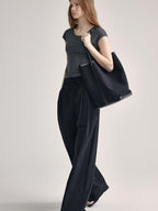 fano High Waist Tailored Minimalist Commuter Nylon Blend Pockets Straight Pants