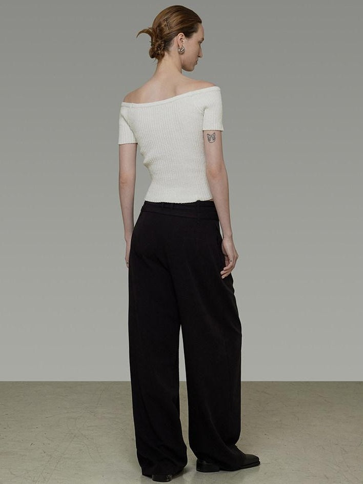 unspoken Minimalist Slim Fit Cotton Short Sleeve Women Off Shoulder Crop Tops