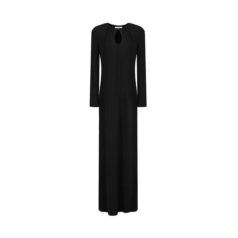 unspoken_Waist_Cinch_Commuter_Long_Sleeve_Drop_Neck_Black_Womens_Hline_Maxi_Dresses_MISSTT