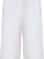 fano Pure Cotton Elastic Waist Loose Korean Office Natural Waist White Straight Pants