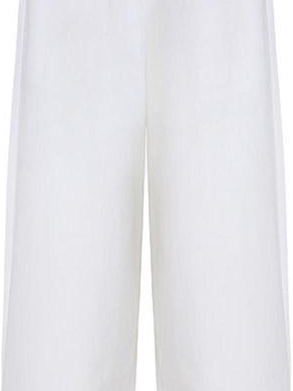 fano Pure Cotton Elastic Waist Loose Korean Office Natural Waist White Straight Pants