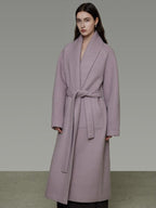 unspoken Cozy Thick Lambswool Midlength Loose Fit Minimalist Commuter Lavender Wool Coats