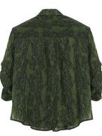 audreyyang Shape Retain Loose Snake Print Dark Green Recycled Viscose Women Wide Leg Pants
