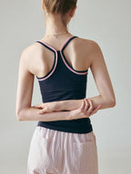 fano Soft Stretch Slim Fit Racerback Office Navy Viscose Blend Camisoles