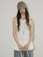 Lofi choose Versatile Layering Commuter Loose Fit Crew Neck Women White Tank Tops