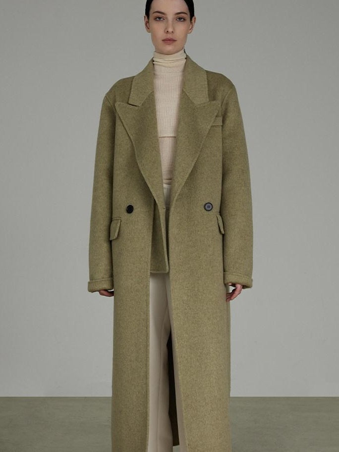 unspoken 70 Wool 30 Polyester Blend Minimalist Straight Double Breasted Blazer Wool Coats