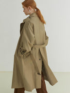 fano Minimalist Double Breasted Long Straight Fit Office Workwear Women Trench Coats